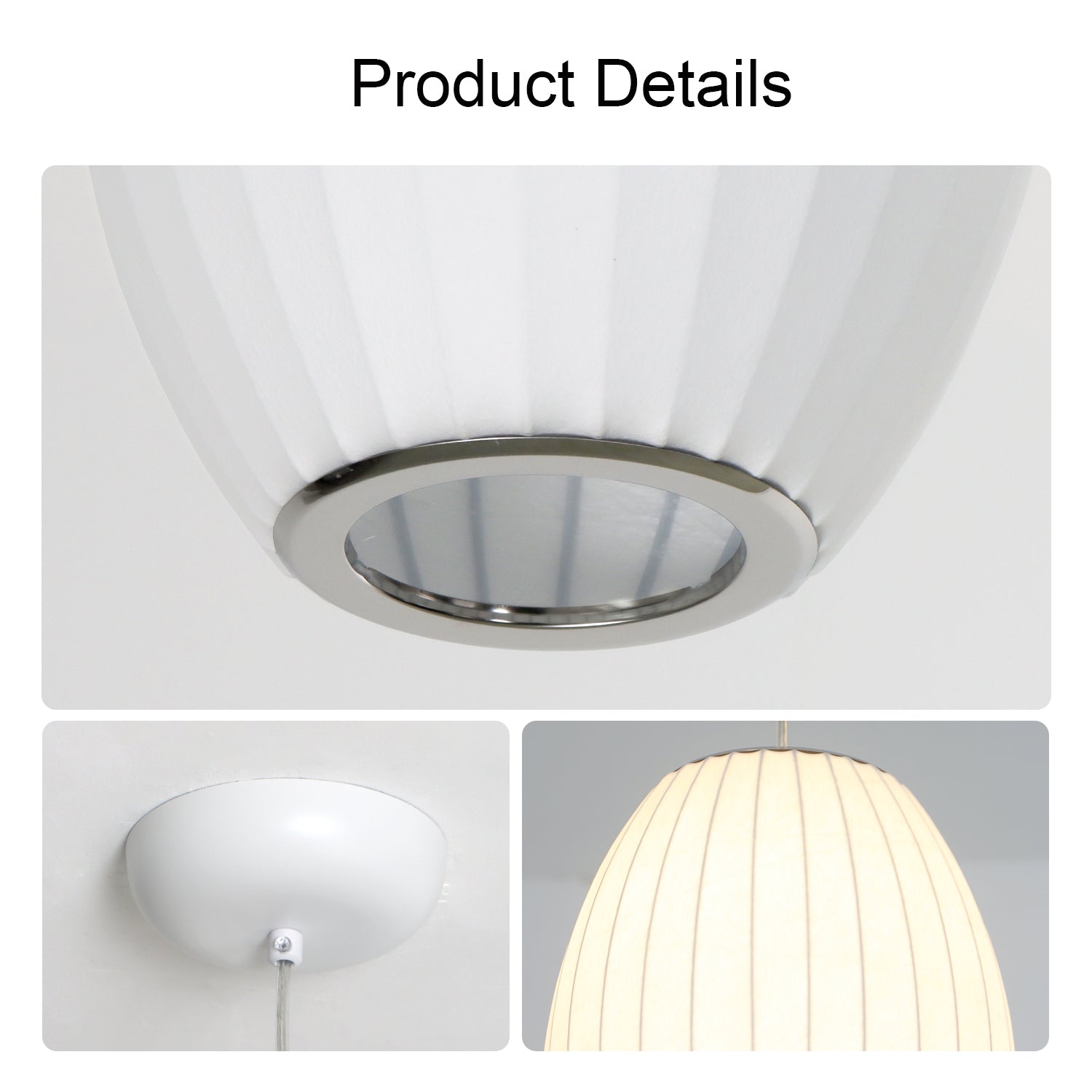 14/21 Inch 1-Light Drum White Silk Pendant Light for Restaurant Kitchen Entrance