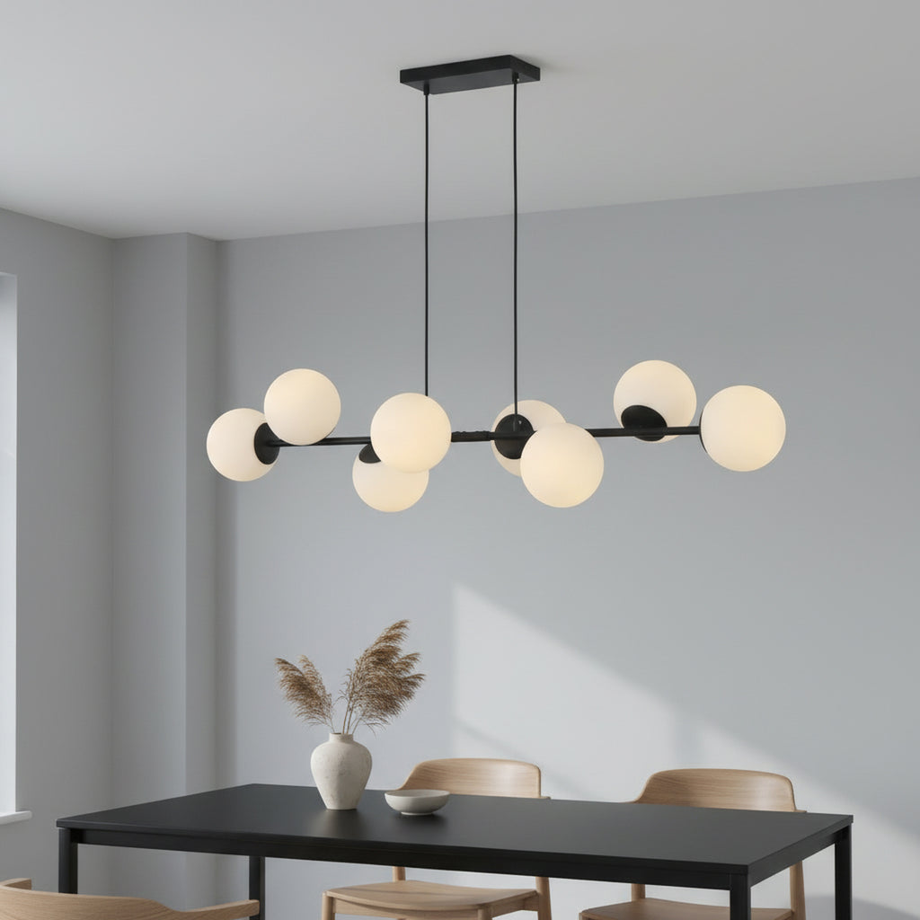 49" 8-Light Bubble Glass Chandelier for Kitchen Island Living Room