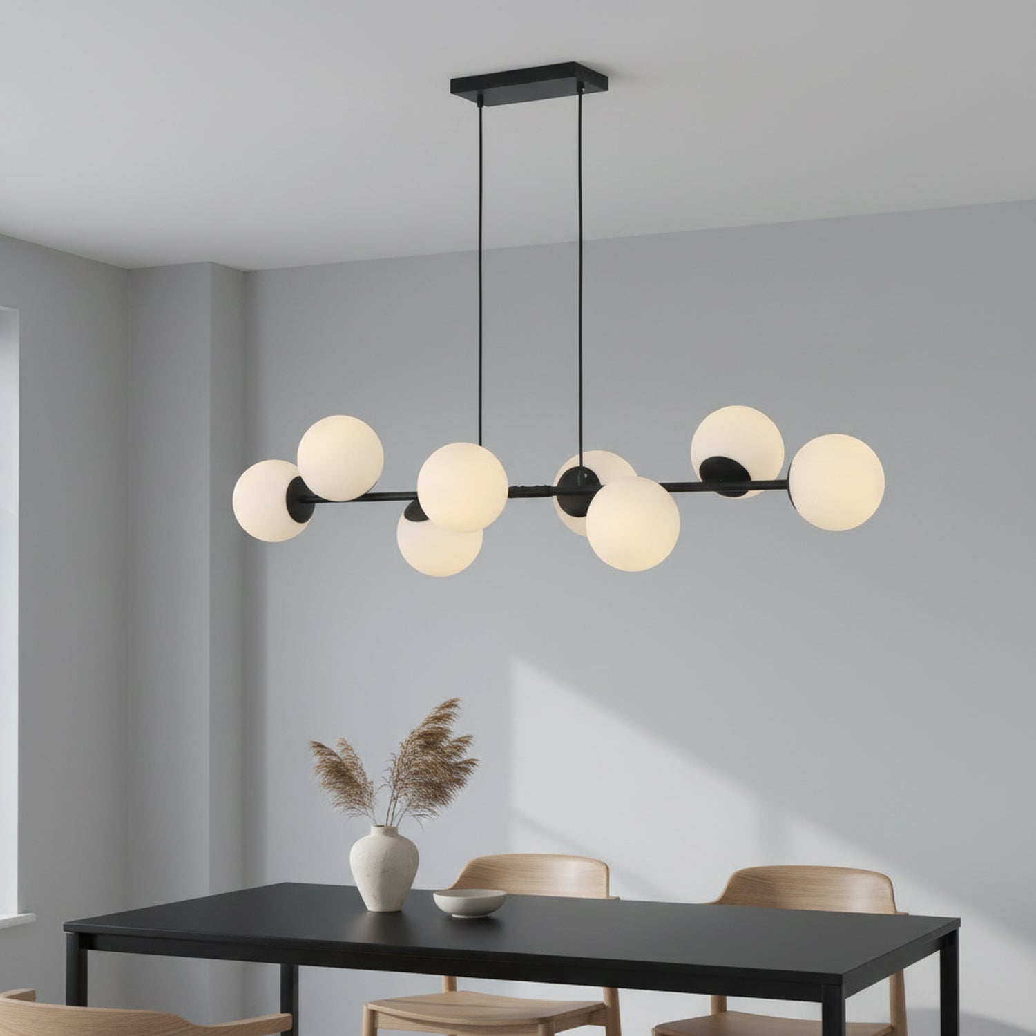 49" 8-Light Bubble Glass Chandelier for Kitchen Island Living Room