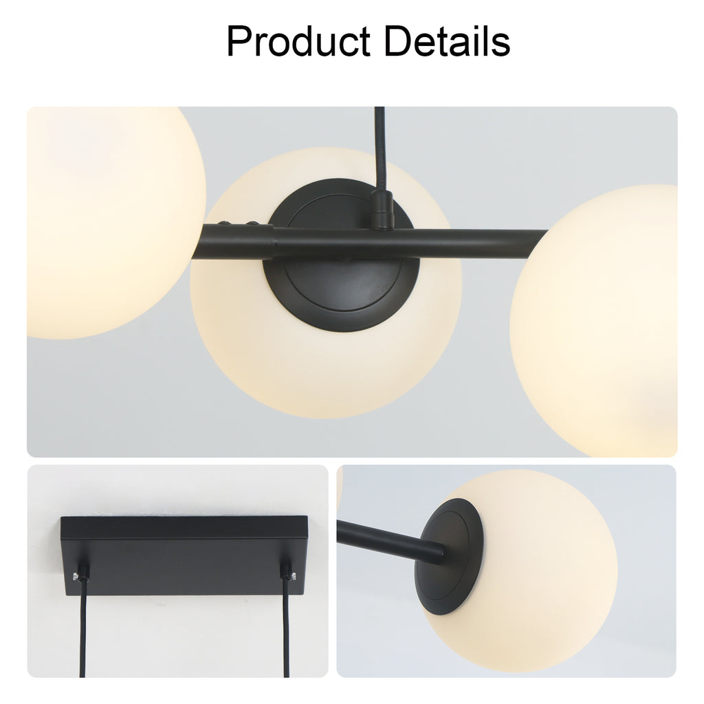 49" 8-Light Bubble Glass Chandelier for Kitchen Island Living Room