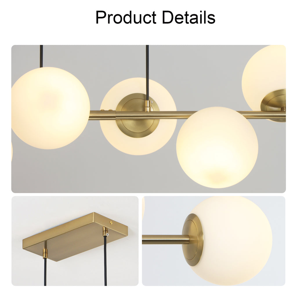 49" 8-Light Bubble Glass Chandelier for Kitchen Island Living Room