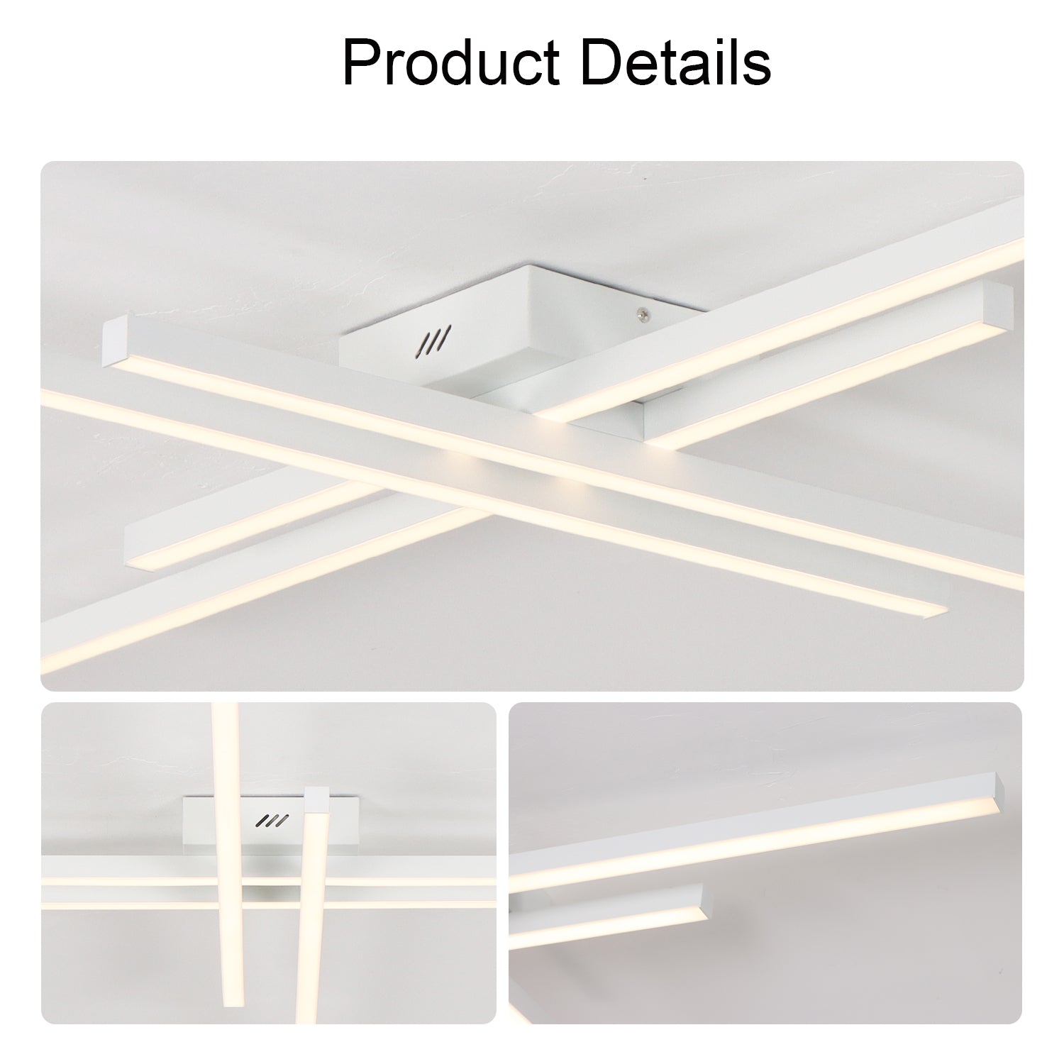4-Lights Linear Modern LED Dimmable Flush Mount with Remote Control