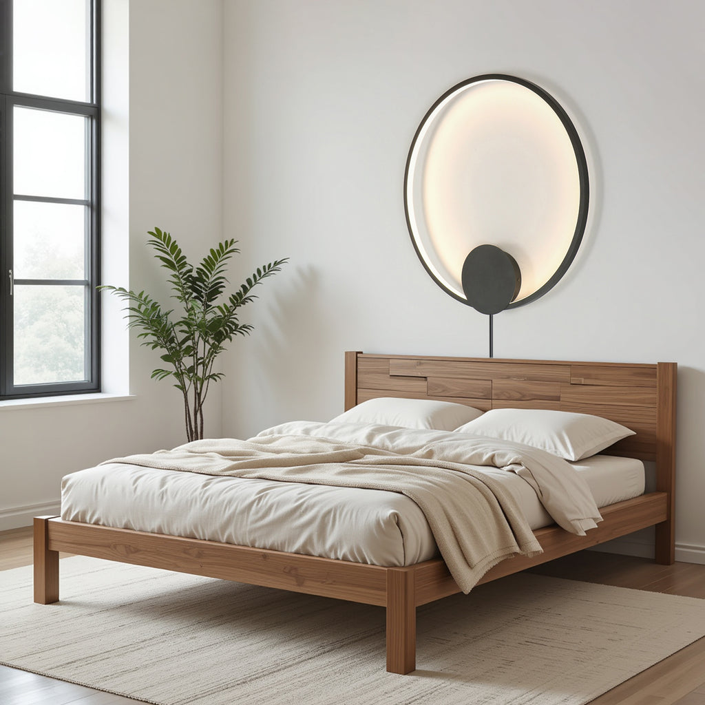 23.6" Modern LED Dimmable Black Circular Wall Light with Hardwired or Plug In