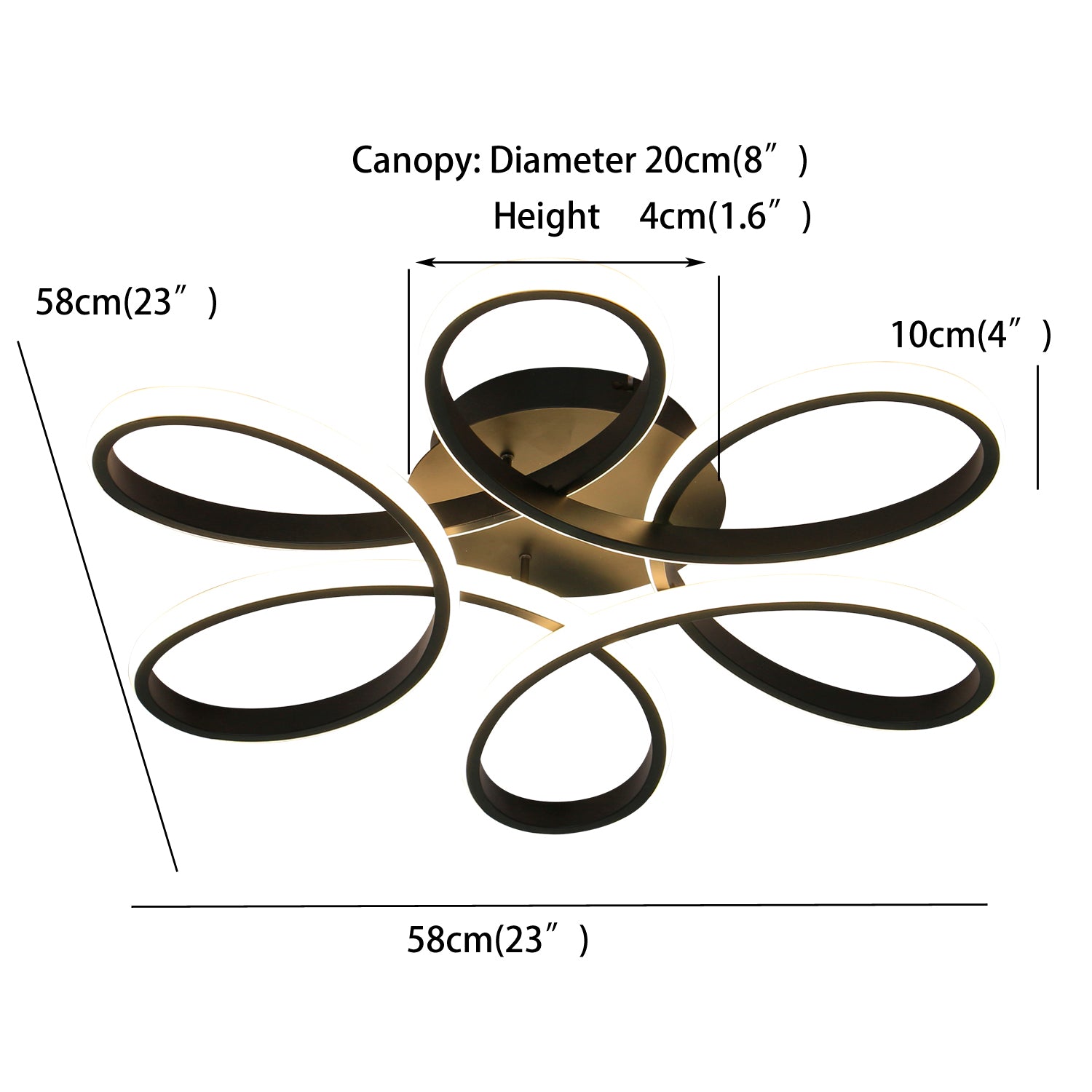 23 in. Flower Modern LED 3000K Triac Dimmable Flush Mount Ceiling Light