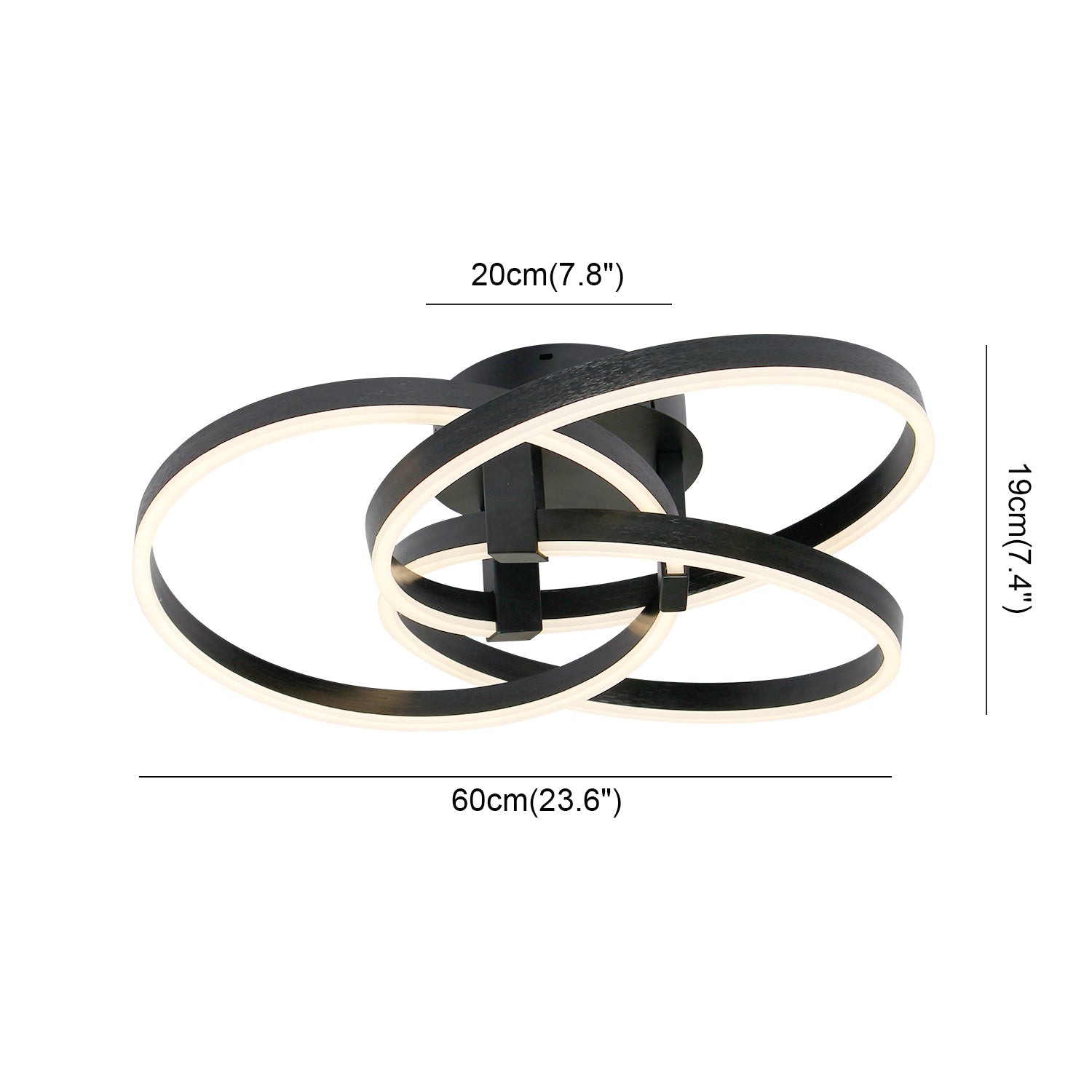 23.6" 3 Light Rings LED Dimmable Flower Flush Mount Ceiling Light