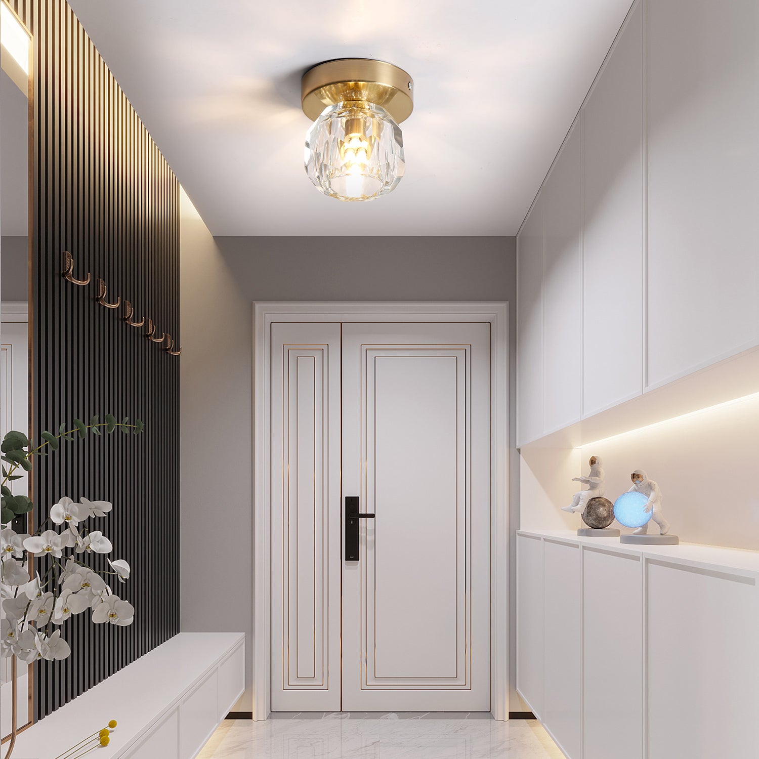 1-Lighting 4.7" Crystal Ball Shade Mini-Ceiling Light for Corridor Balcony Corner