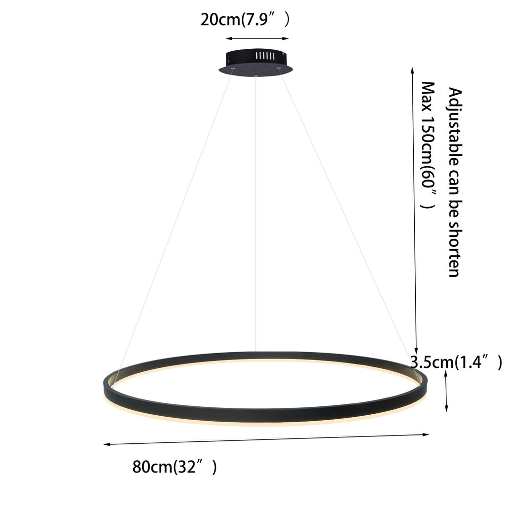 1 Ring LED Dimmable Acrylic Shade Pendant Light with Remote Control,H1.4"