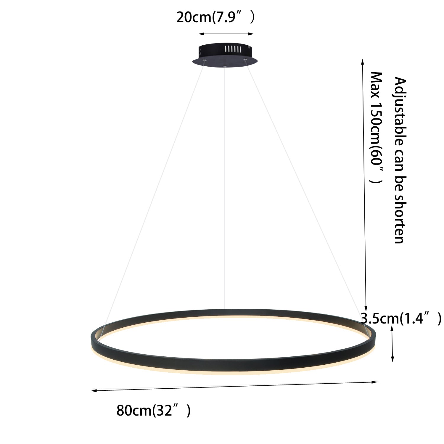 1 Ring LED Dimmable Acrylic Shade Pendant Light with Remote Control,H1.4"