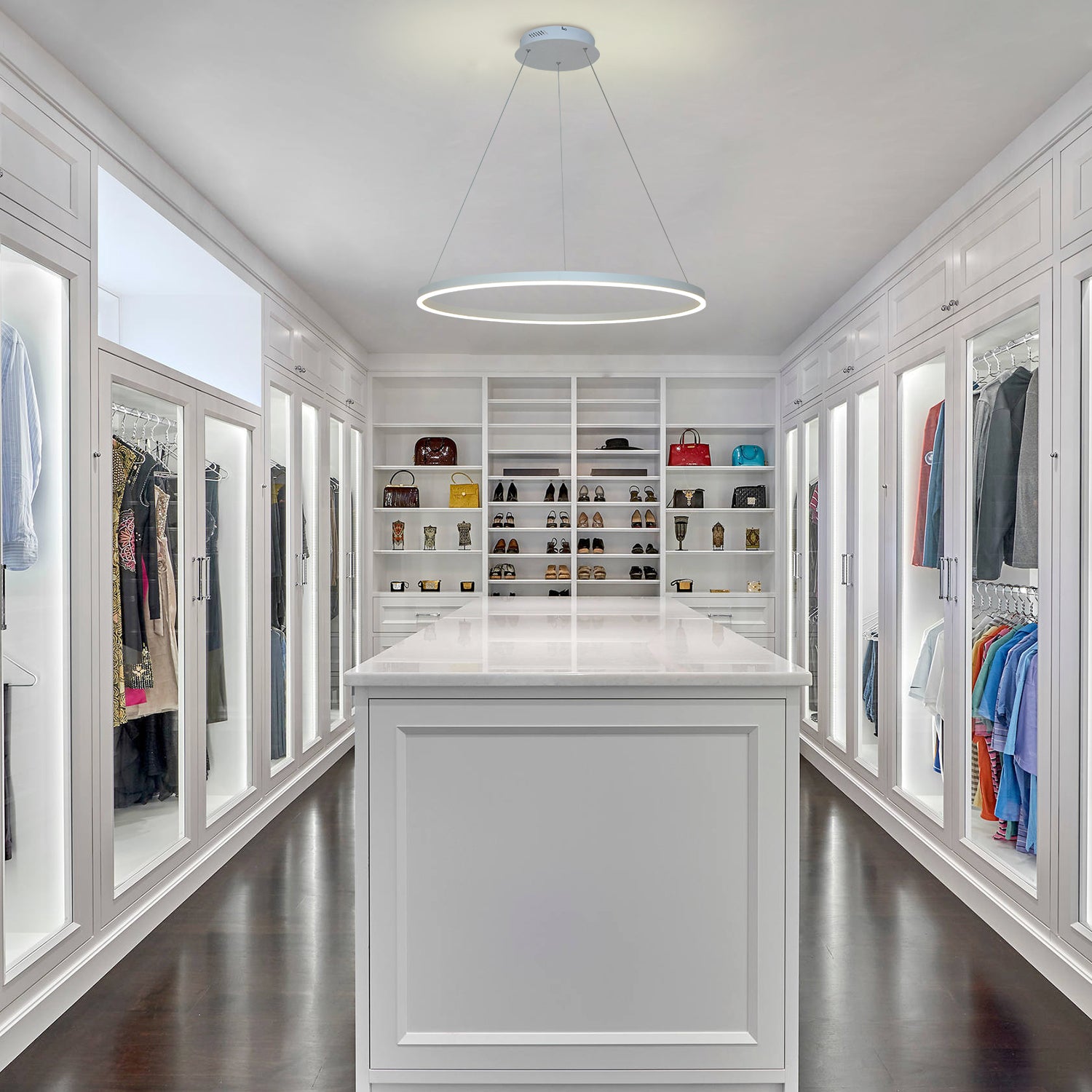 1 Ring LED Dimmable Acrylic Shade Pendant Light with Remote Control,H1.4"