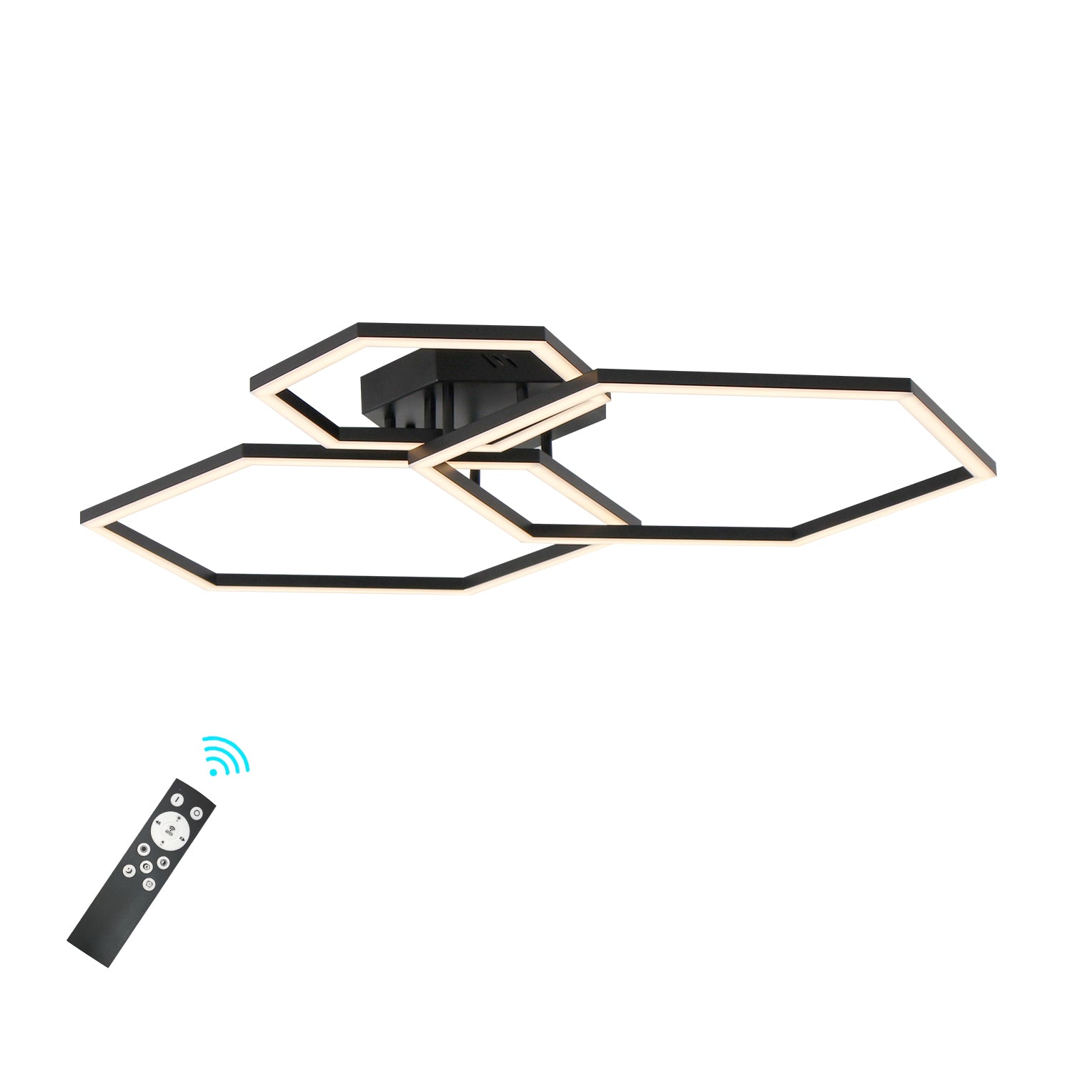 40" 3 Lights Geometric Black LED Dimmable Flush Mount with Remote Control