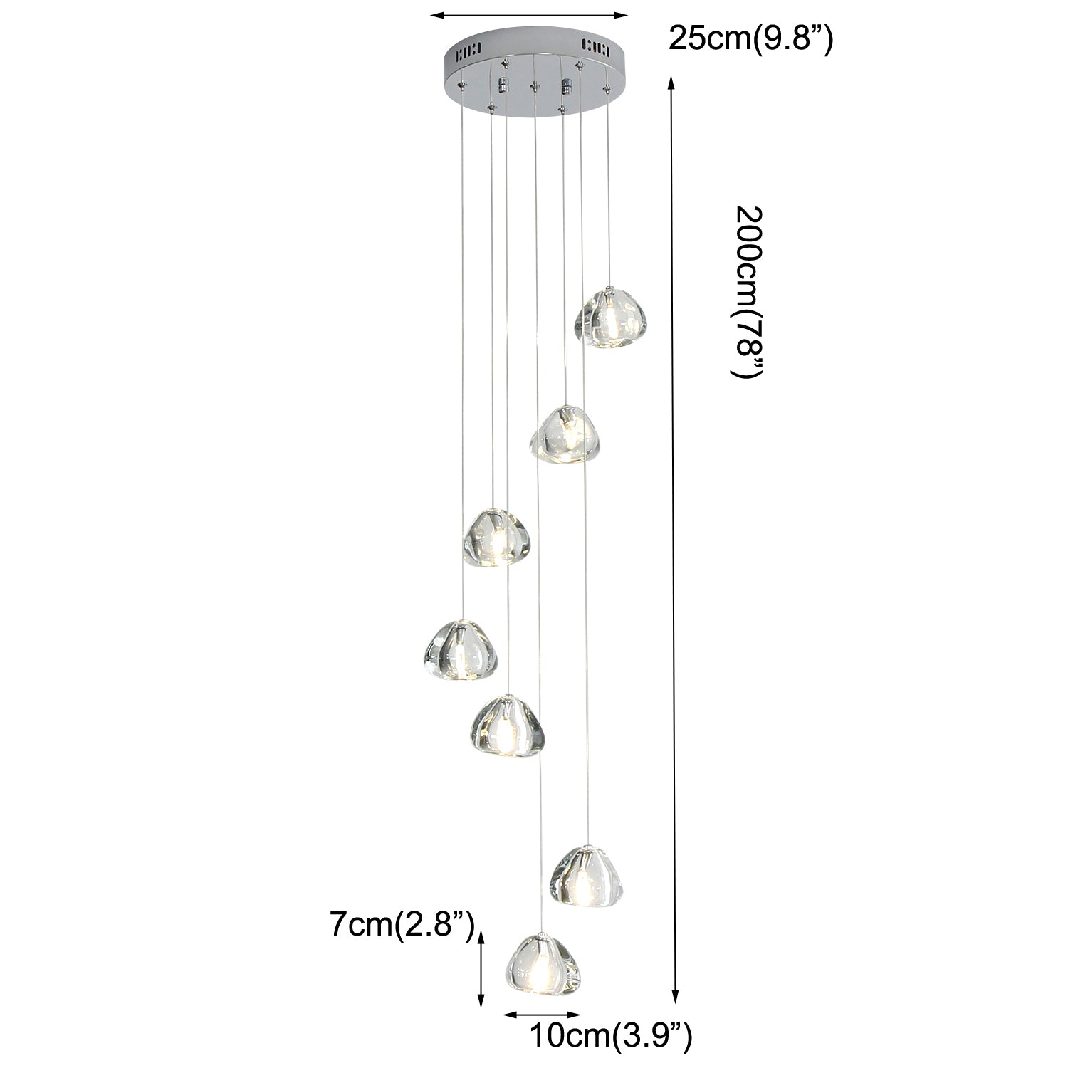 Raindrop Clear Stone Crystal Shade Modern Chandelier for Stairs Living Dining Room with 3000K G4 Bulbs