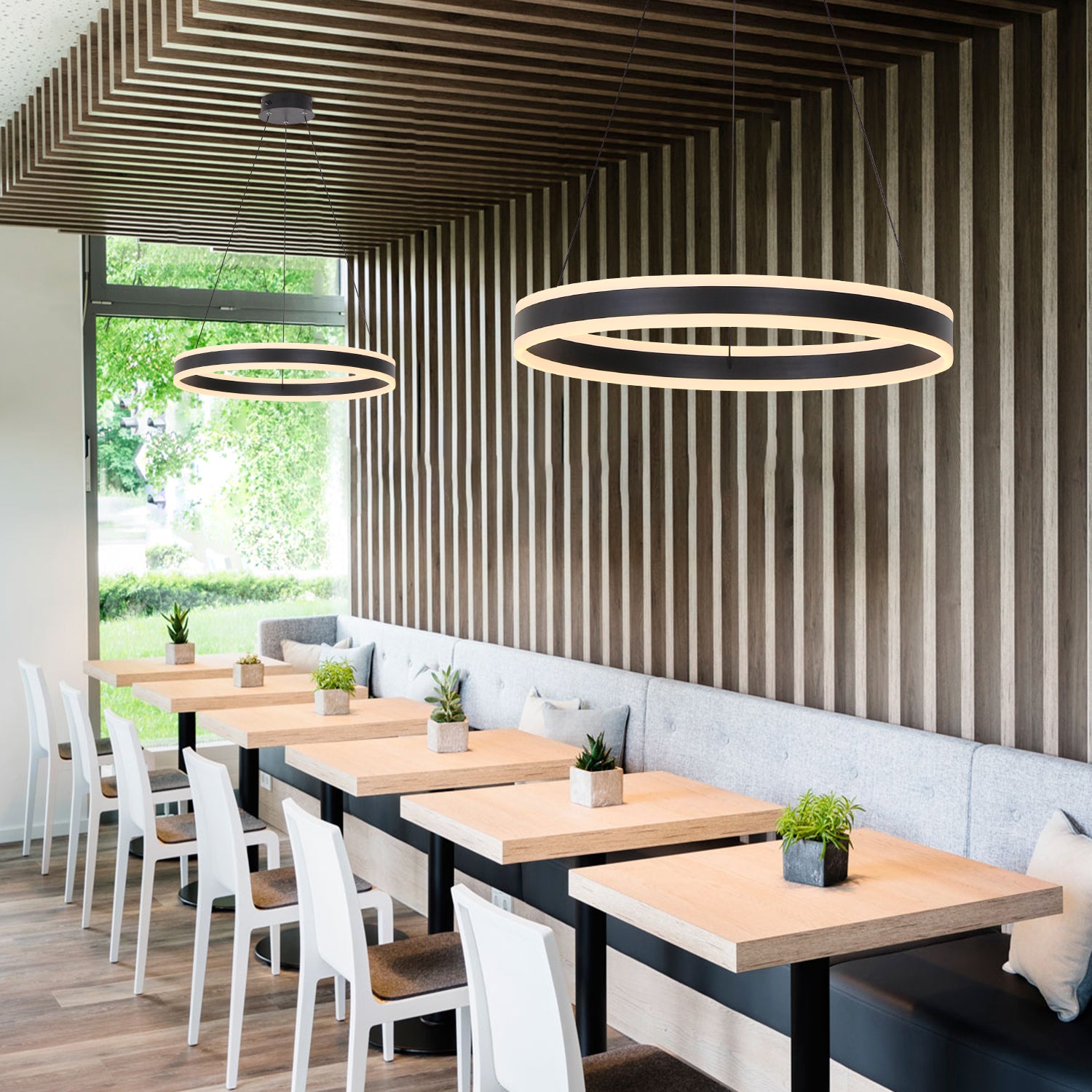 1 Ring Up&Down Light Dimmable Integrated LED Pendant Light with Remote Control