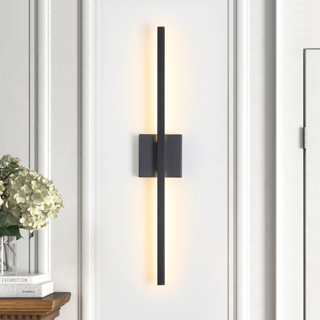 Modern LED Line Wall Sconces Traic Switch Dimming Alumnium Black/Silver/Gold Wall Light for Living Bedroom, Kitchen, Bathroom, Office Room