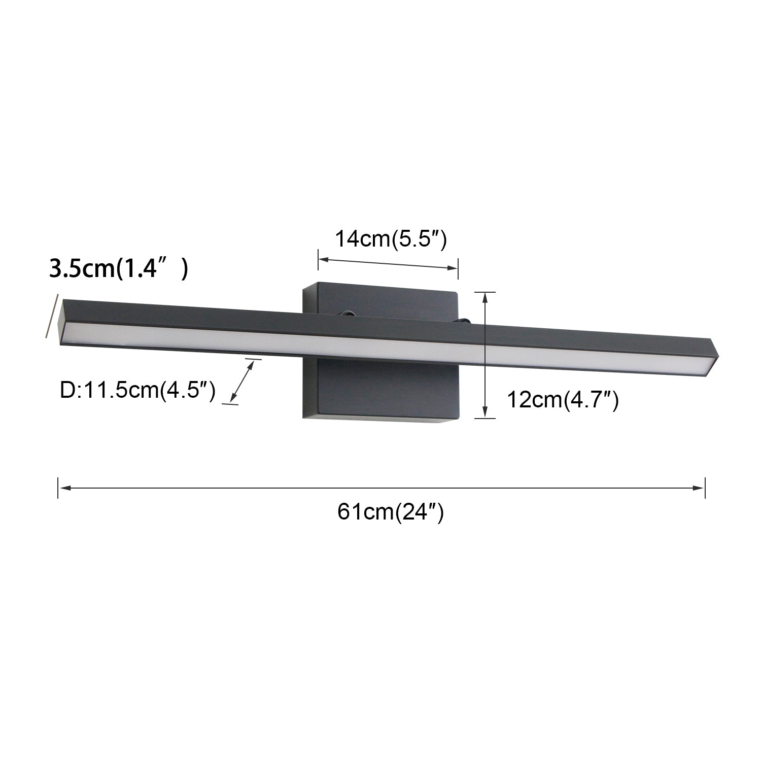 24/32 In. Rotatable LED Dimmable Vanity Light,Modern Linear Wall Sconce