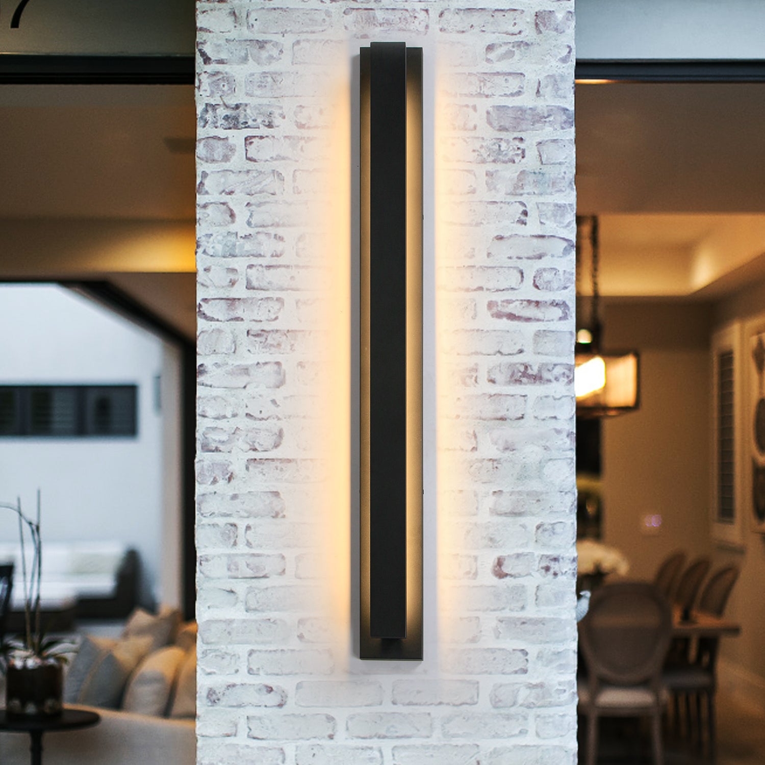 Black Rectangular Outdoor Waterproof Integrated LED Wall Sconce 3000K Warm Light