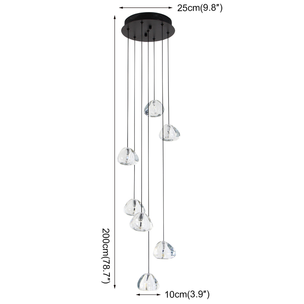 Raindrop Clear Stone Crystal Shade Modern Chandelier for Stairs Living Dining Room with 3000K G4 Bulbs