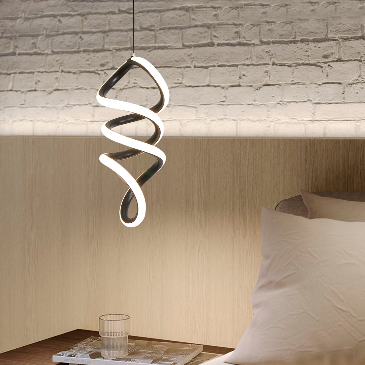 11.8"H*4.5"W Swirl LED Triac Dimmable Mini-Pendant Light with Black or Chrome Finish