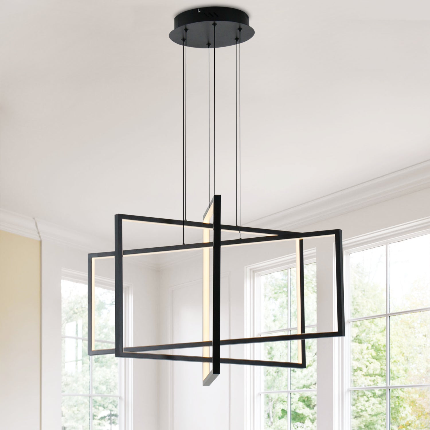 3 Lights 31.4" Rectangle Modern LED Dimmable Chandelier
