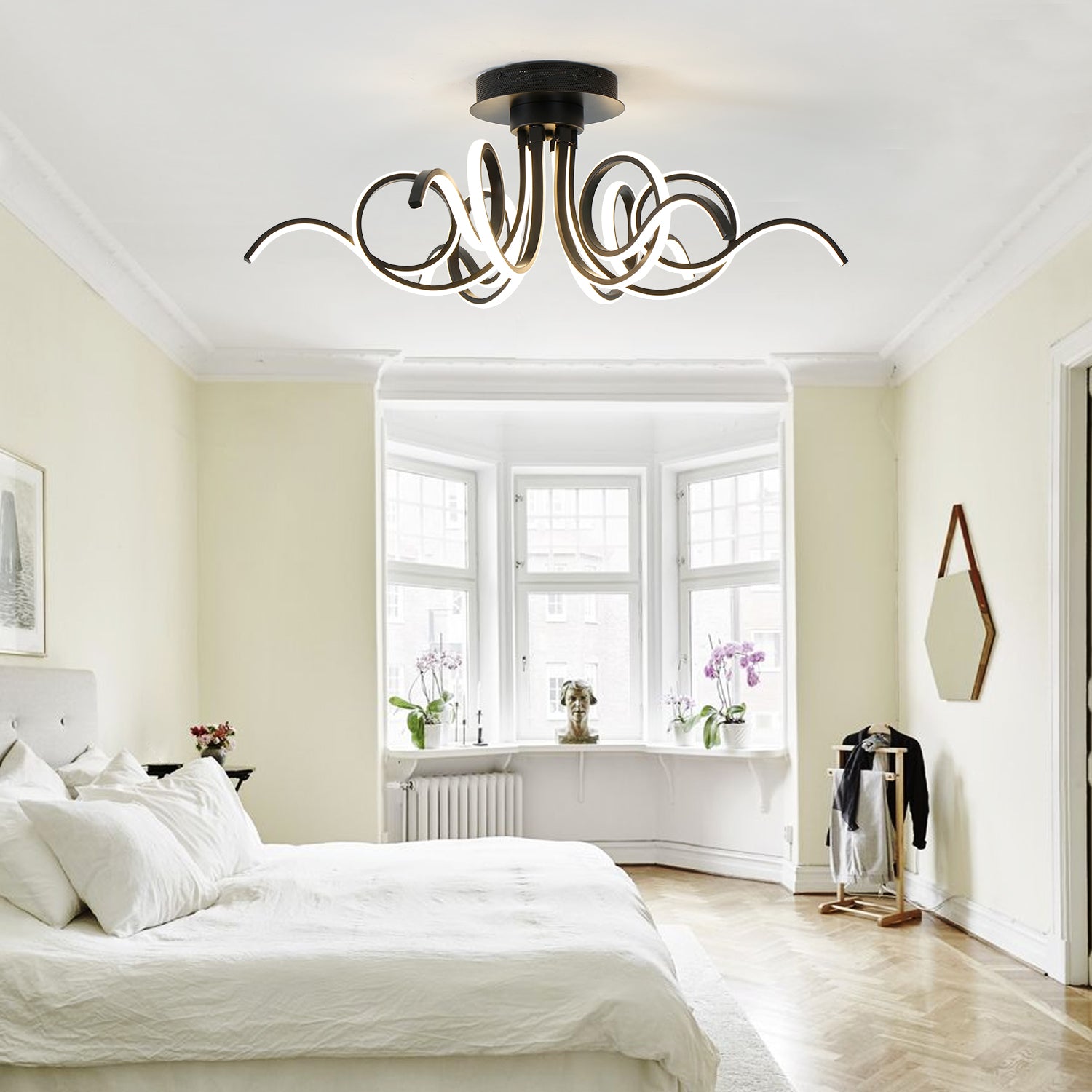 32“ 6 Lights Flower Modern LED Triac Dimmable Flush Mount Ceiling Light