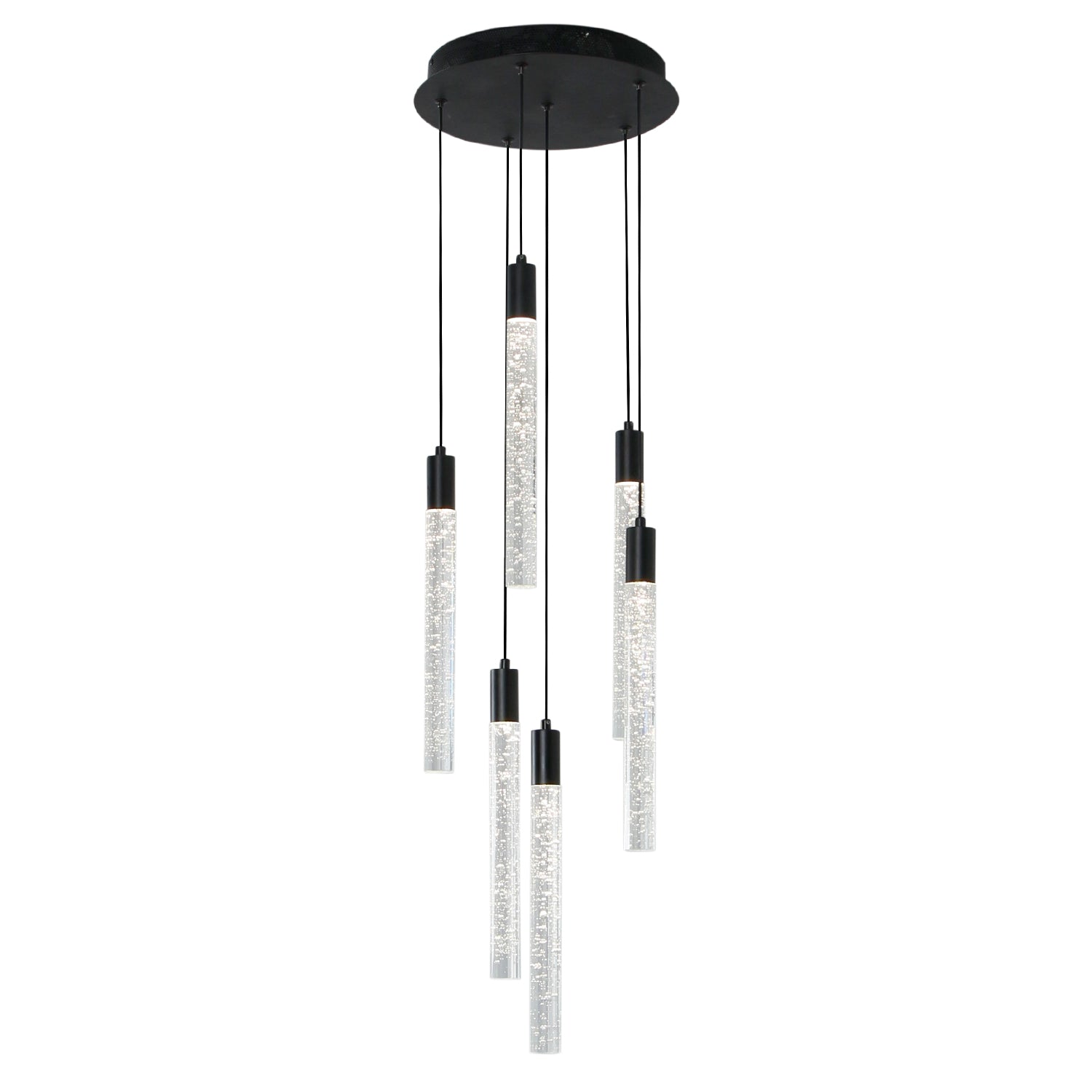 Cylinder Crystal Dimmable Integrated LED Chandelier for Stairs Dining Room Hallway