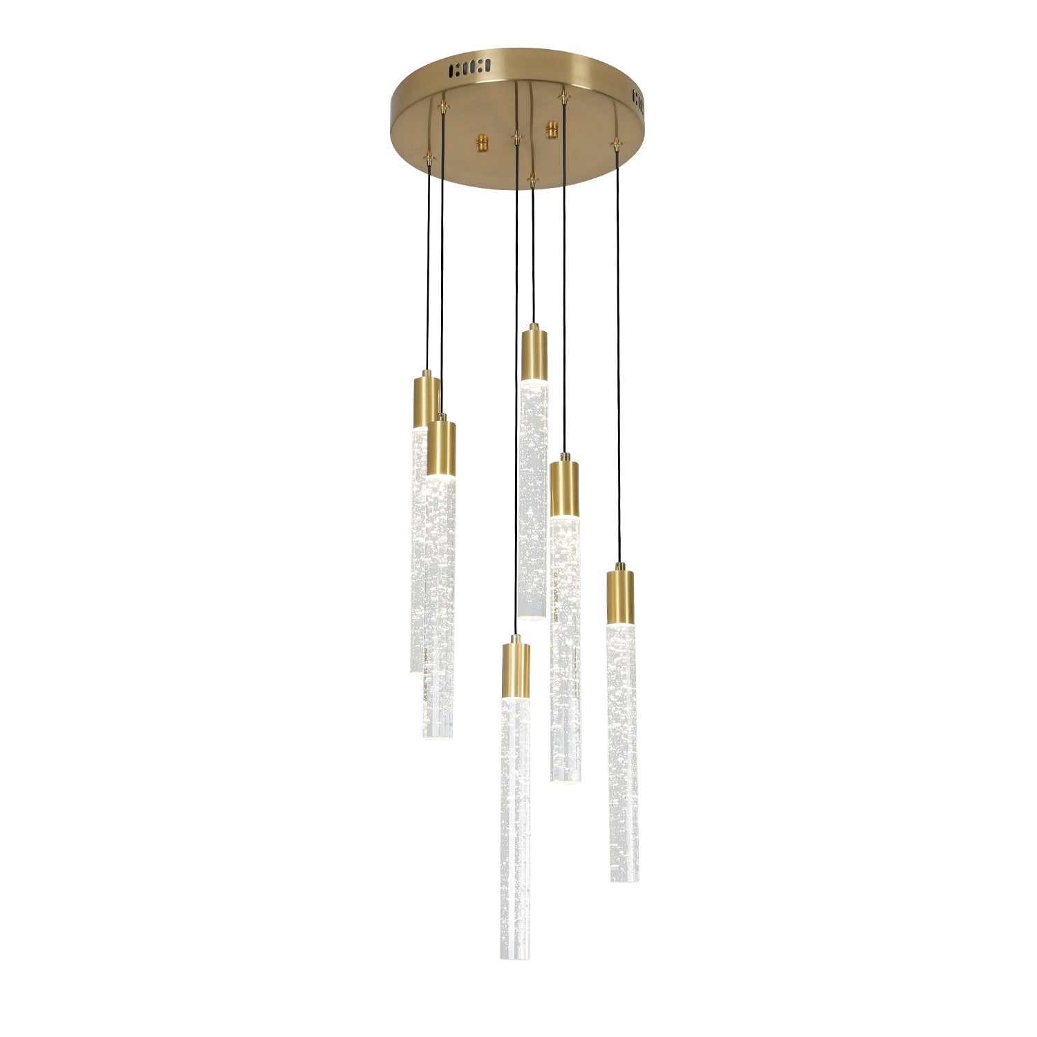 Cylinder Crystal Dimmable Integrated LED Chandelier for Stairs Dining Room Hallway