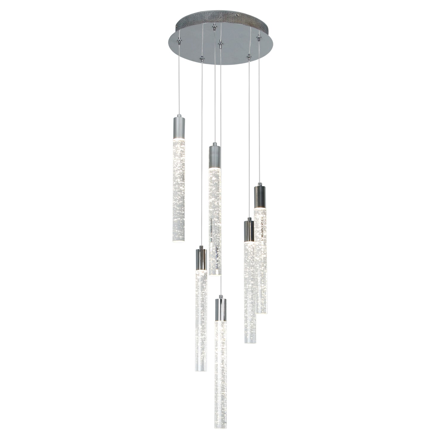 Cylinder Crystal Dimmable Integrated LED Chandelier for Stairs Dining Room Hallway