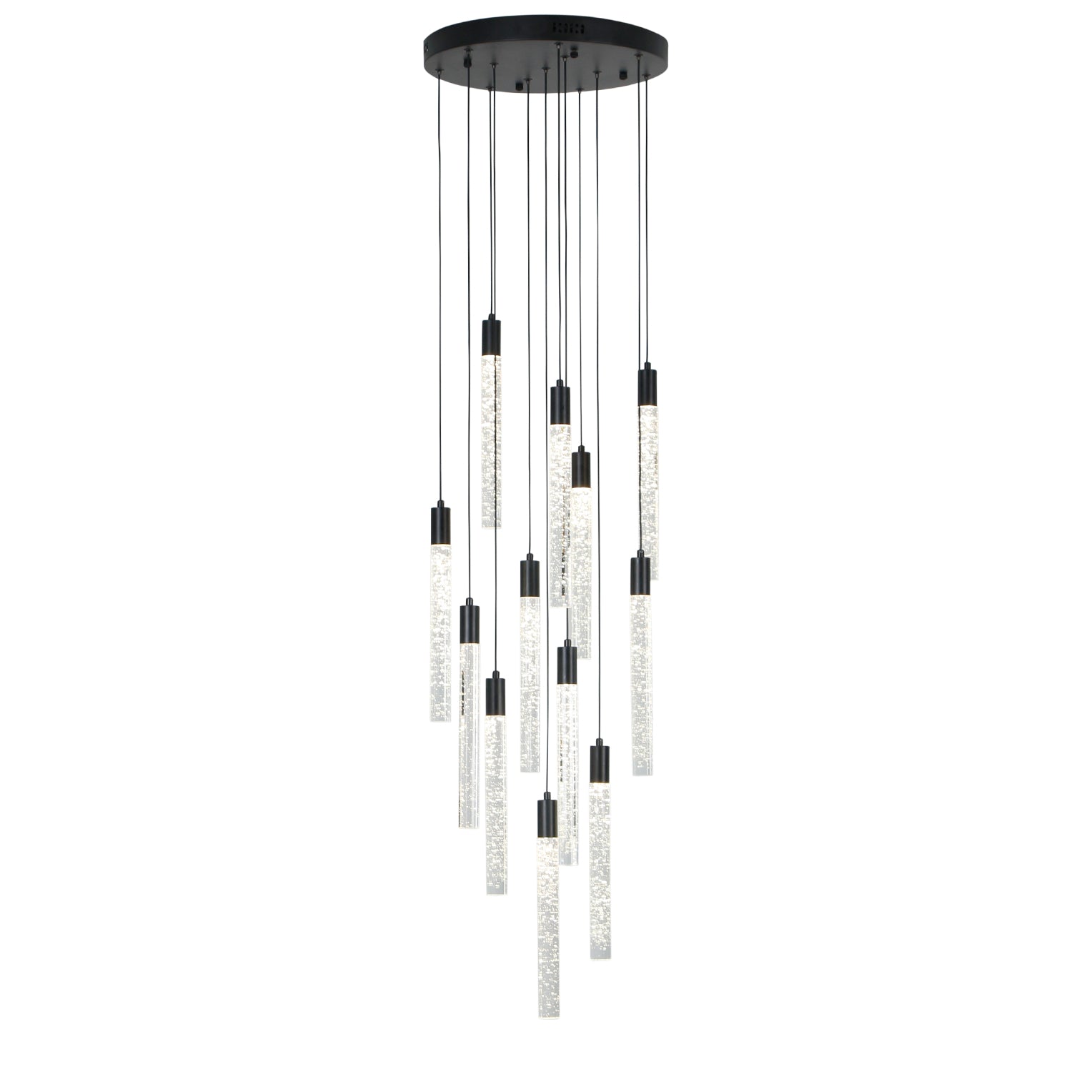 Cylinder Crystal Dimmable Integrated LED Chandelier for Stairs Dining Room Hallway