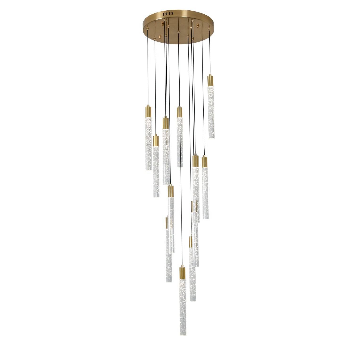 Cylinder Crystal Dimmable Integrated LED Chandelier for Stairs Dining Room Hallway