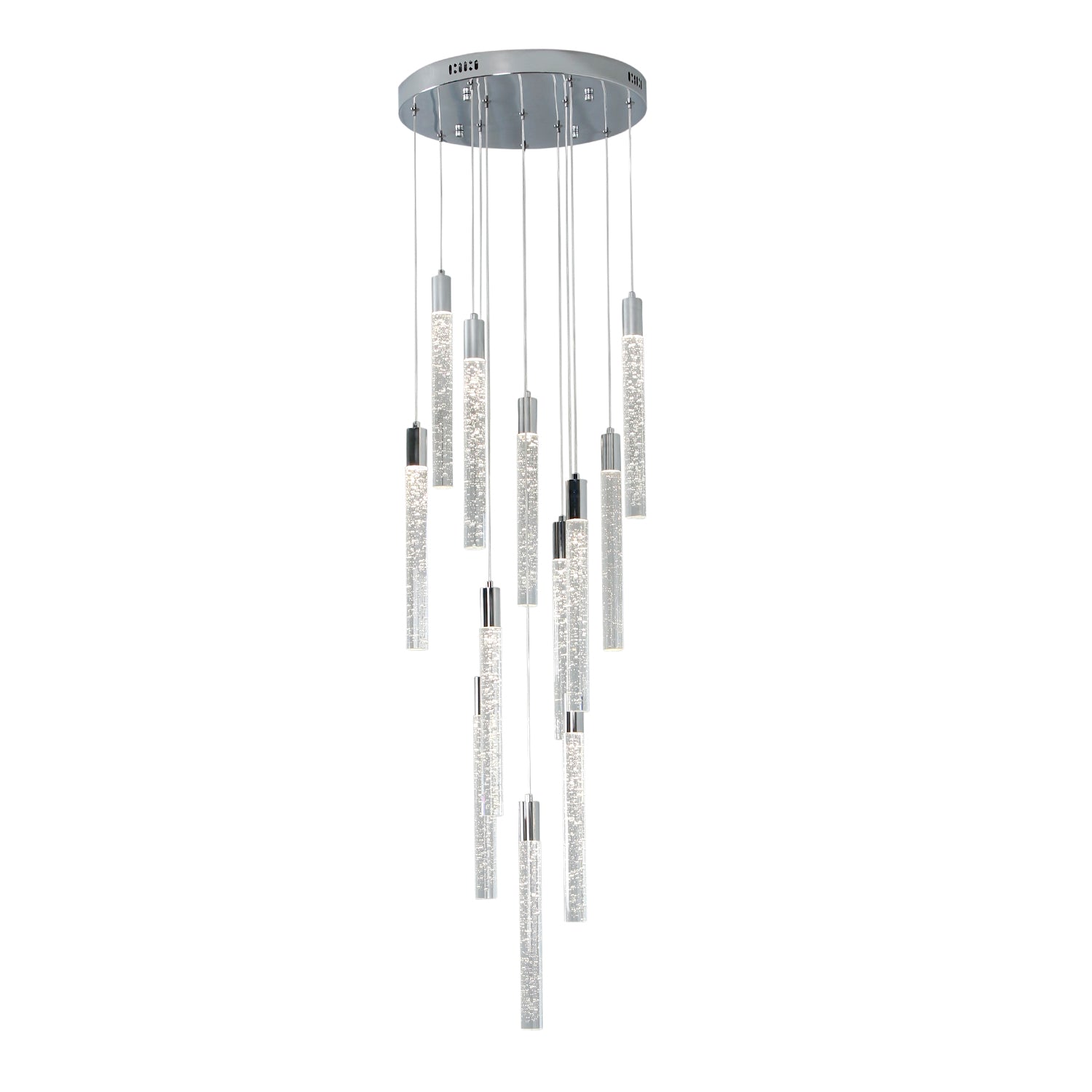 Cylinder Crystal Dimmable Integrated LED Chandelier for Stairs Dining Room Hallway