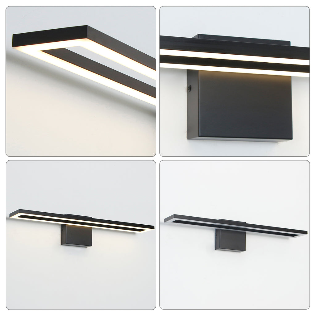 24/32/40 in. Black Rectangle Dimmable LED Vanity Light,Indoor Wall Sconces