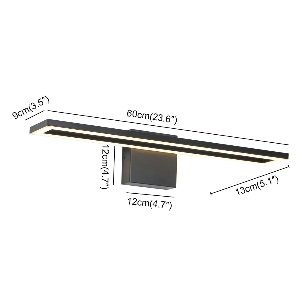 24/32/40 in. Black Rectangle Dimmable LED Vanity Light,Indoor Wall Sconces