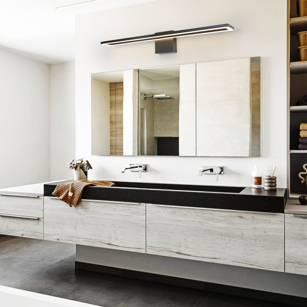 24/32/40 in. Black Rectangle Dimmable LED Vanity Light,Indoor Wall Sconces