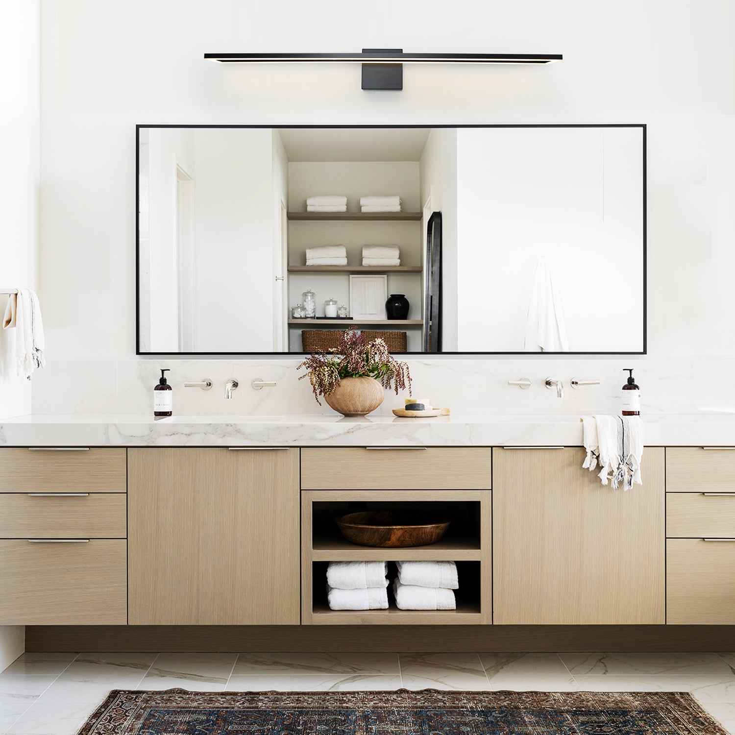 24/32/40 in. Black Rectangle Dimmable LED Vanity Light,Indoor Wall Sconces