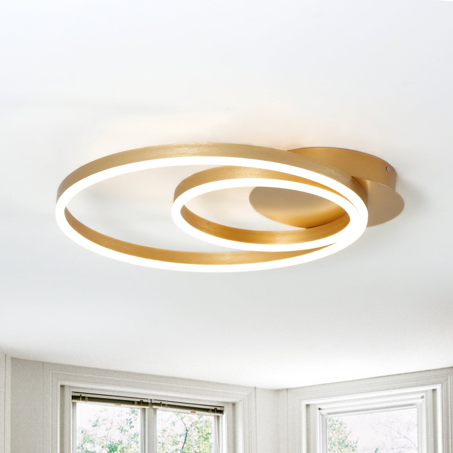 L22" 2 Lights Rings Modern LED Triac Dimmable Flush Mount for Bedroom Dining Room Foyer