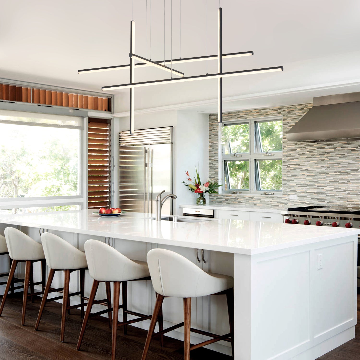 Modern Integrated LED Dimmable Linear Long Chandelier