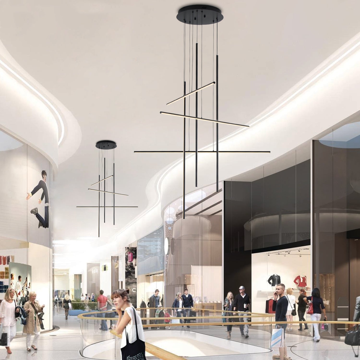 Modern Integrated LED Dimmable Linear Long Chandelier