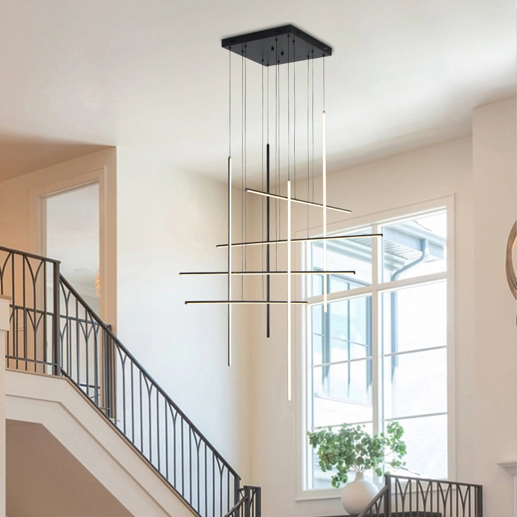 Modern Integrated LED Dimmable Linear Long Chandelier