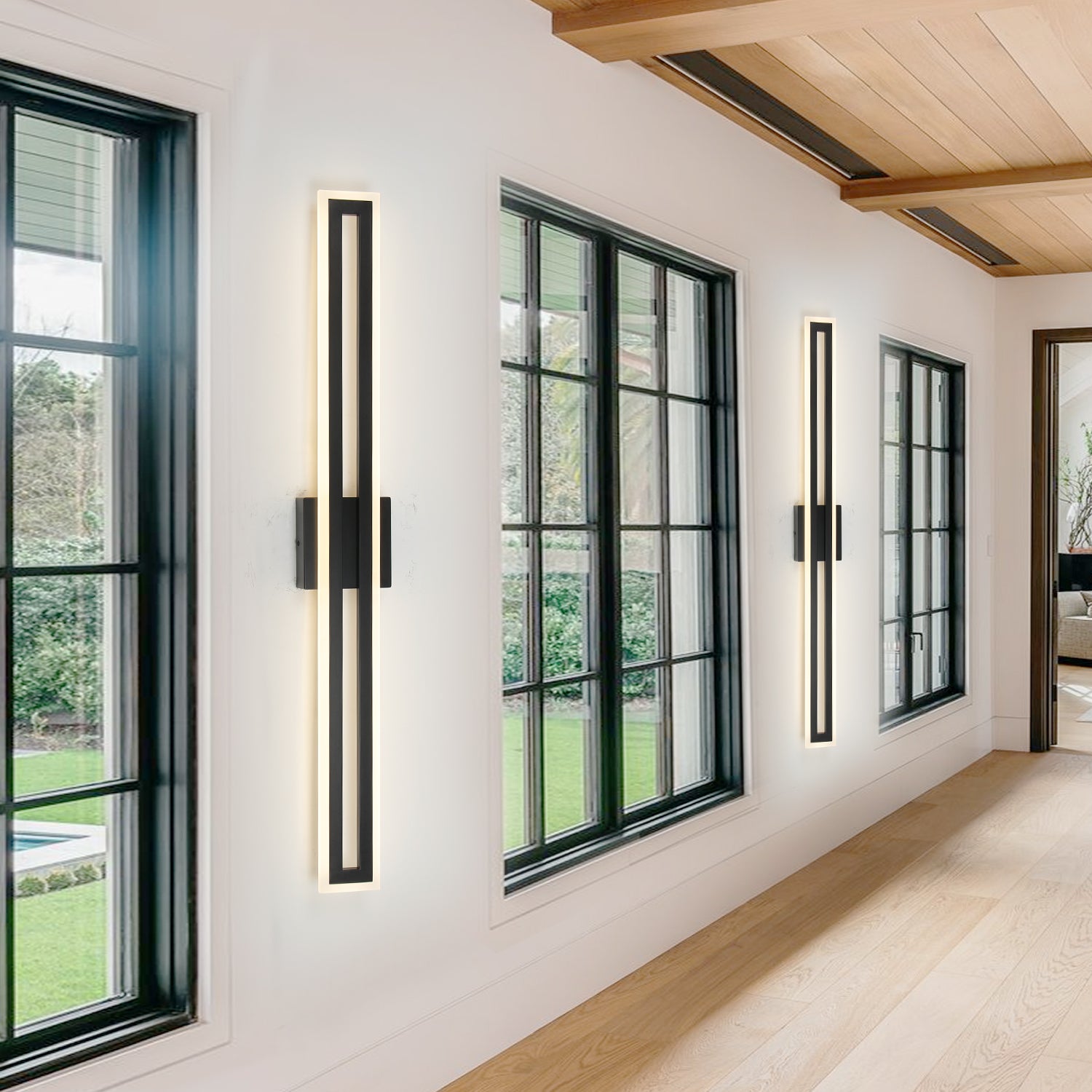 24/32/40 In. Rectangle Black Dimmable LED Wall Sconces with Acrylic Shade