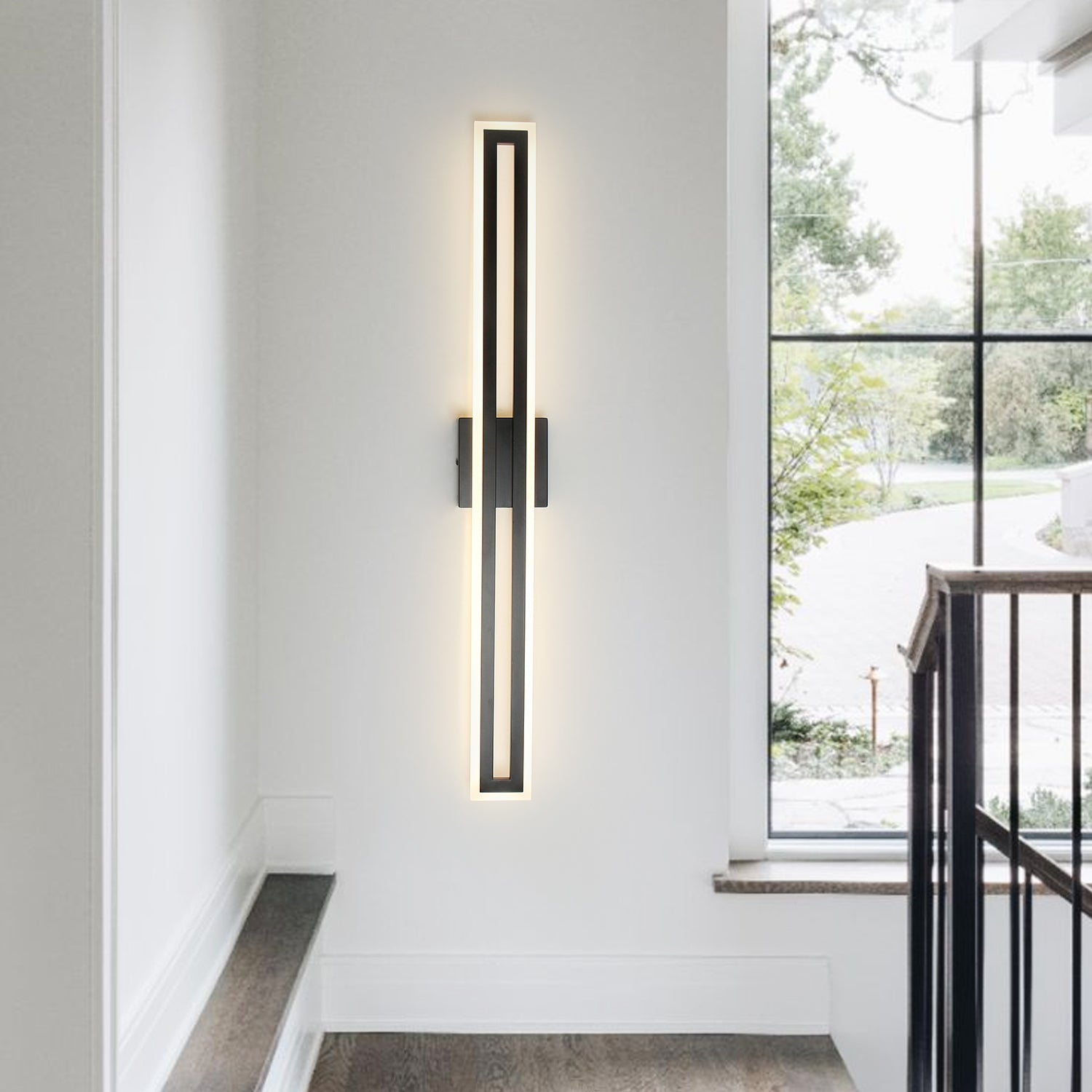 24/32/40 In. Rectangle Black Dimmable LED Wall Sconces with Acrylic Shade