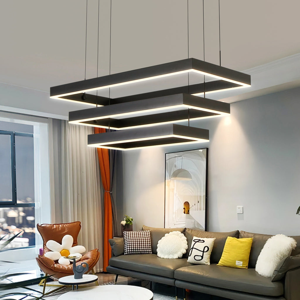 3-Lights 39 in. Rectangular Dimmable Integrated LED Chandelier