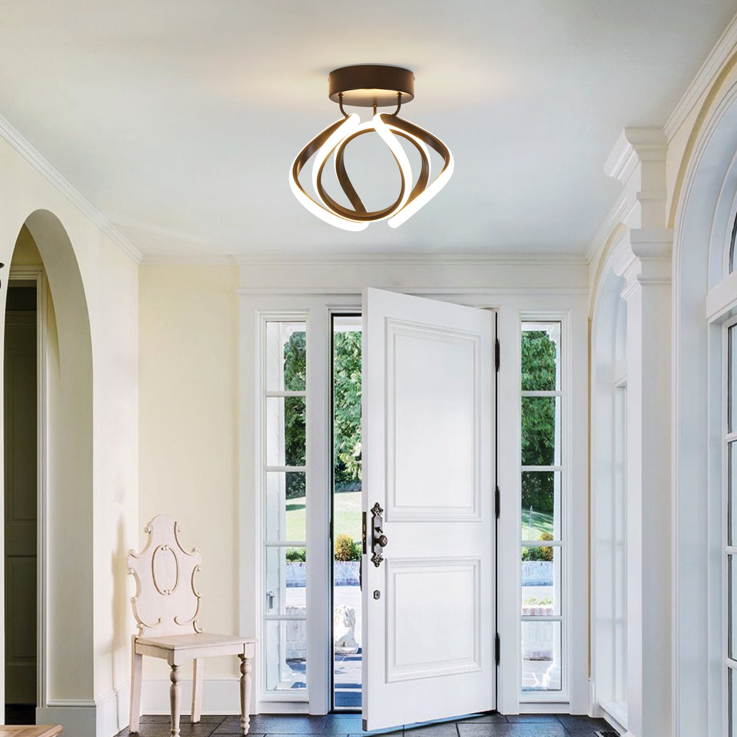 11" Black Integrated LED Triac Dimmable Semi-Flush Mount for Entrance Hallway