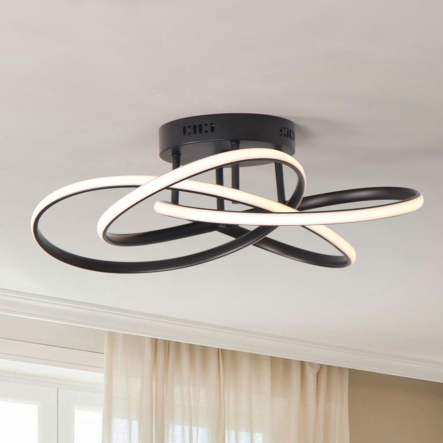 Swirl Modern LED Triac Dimmable Flush Mount for Bedroom Hallway Entrance