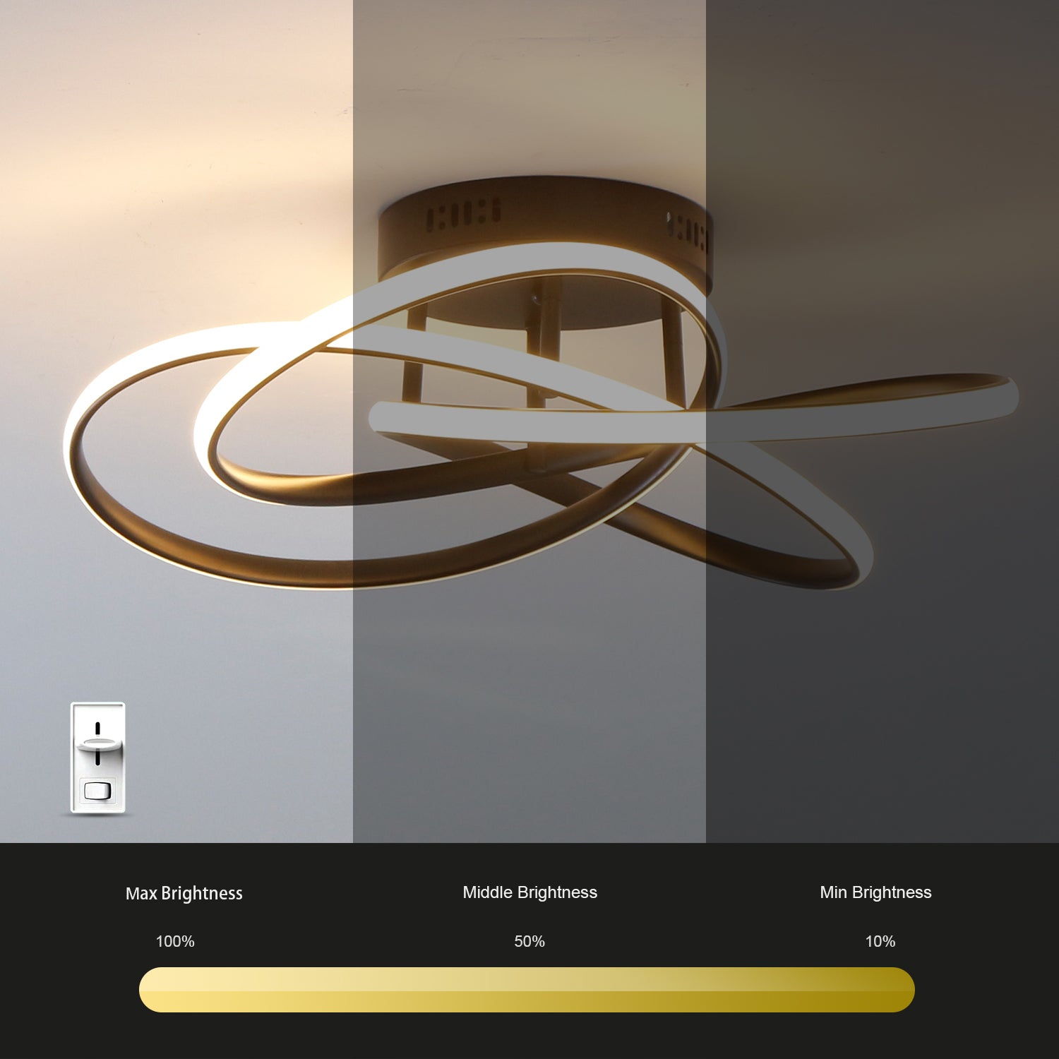 Swirl Modern LED Triac Dimmable Flush Mount for Bedroom Hallway Entrance