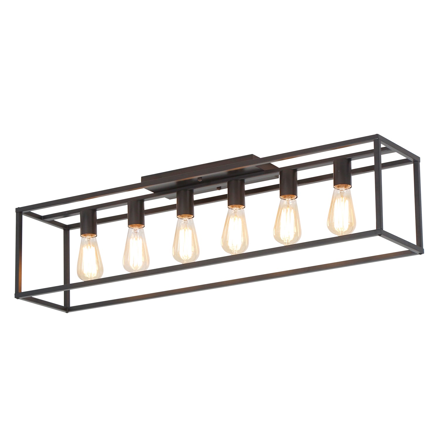 4/6 Lights Vintage Farmhouse Cage Metal Flush Mount Ceiling Light for Living Room Kitchen Island