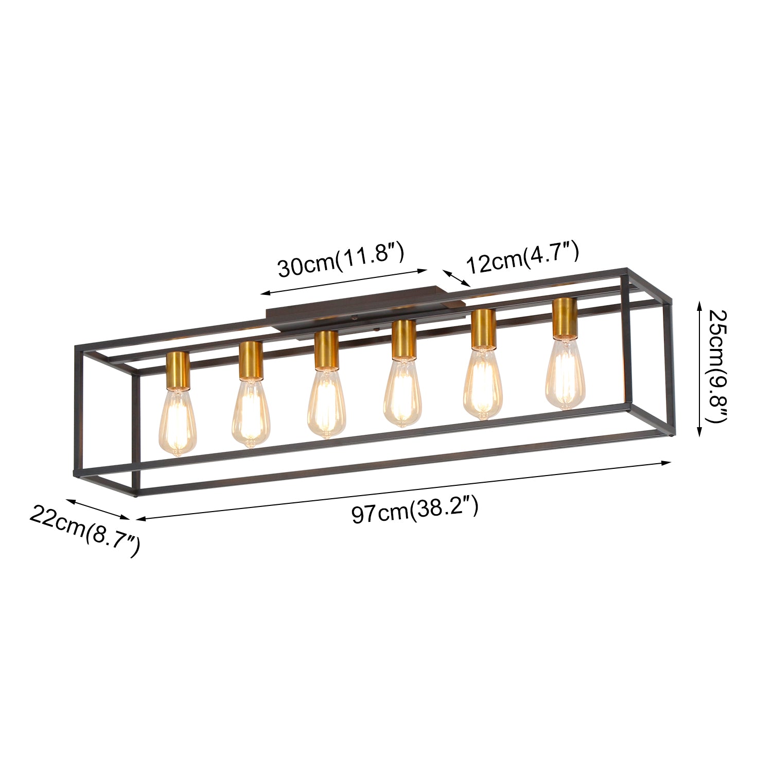 4/6 Lights Vintage Farmhouse Cage Metal Flush Mount Ceiling Light for Living Room Kitchen Island