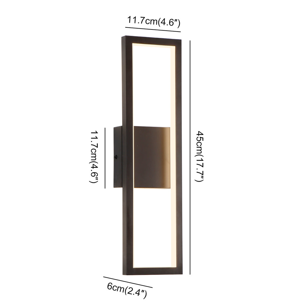 H18" Single Modern LED Triac Dimmable Black/Gold Wall Sconce