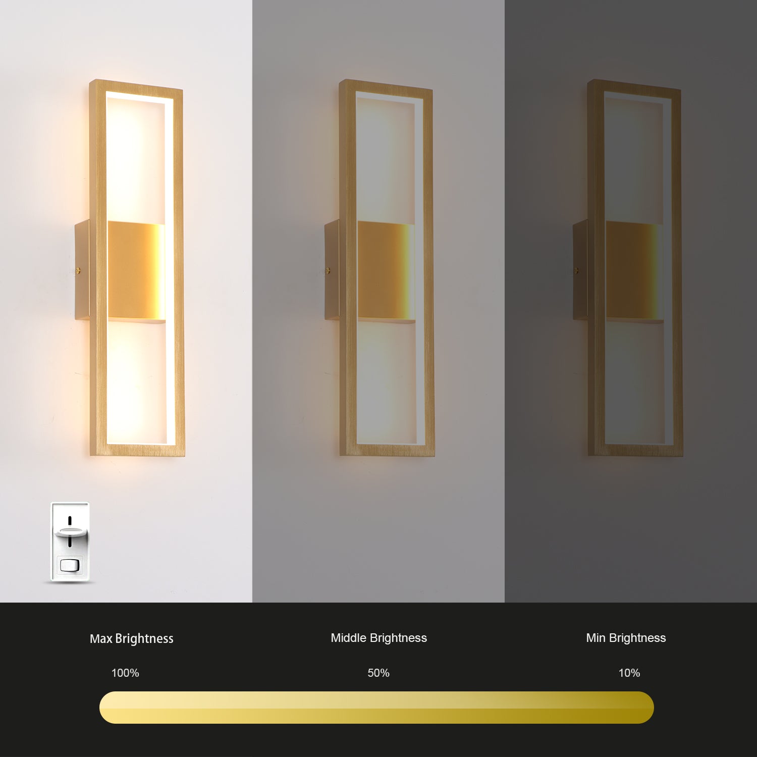 H18" Single Modern LED Triac Dimmable Black/Gold Wall Sconce