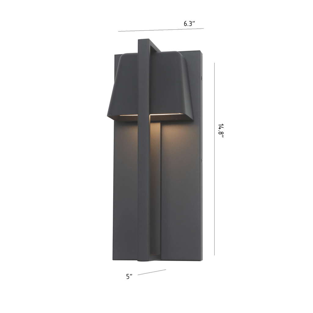 14.8 Inch Black Outdoor Wall Light with 3000K Warm Light,Indoor Wall Sconce