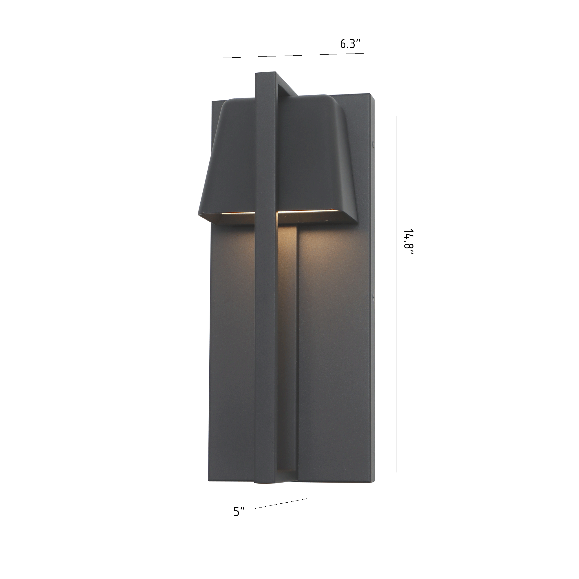 14.8 Inch Black Outdoor Wall Light with 3000K Warm Light,Indoor Wall Sconce