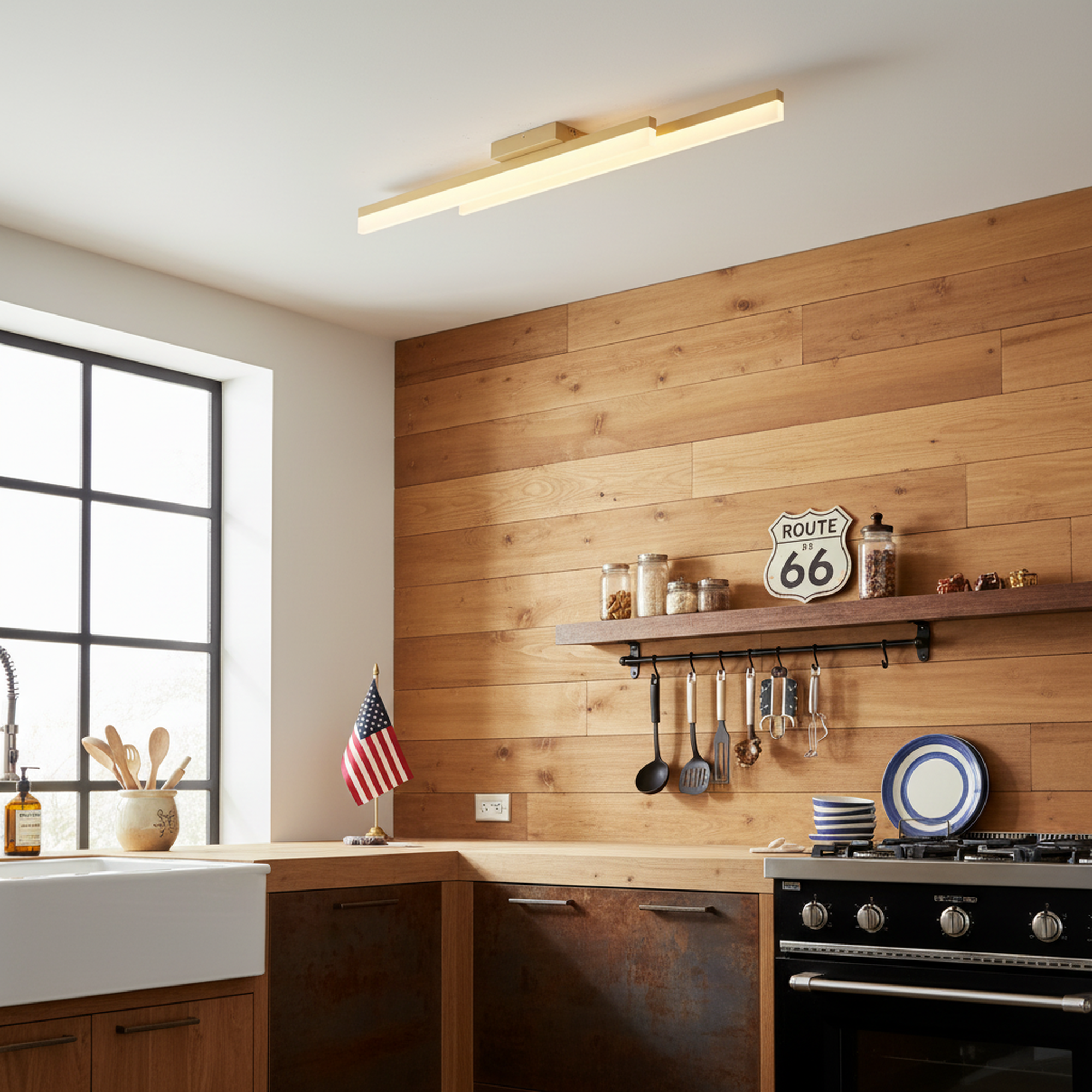 2-Lights Linear Modern LED Triac Dimmable Flush Mount with Acrylic Shade